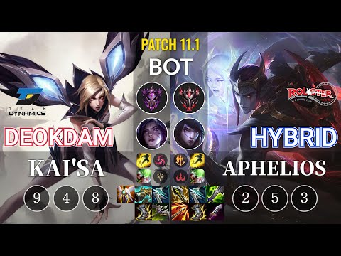 DYN deokdam Kai'Sa vs KT HyBriD Aphelios Bot - KR Patch 11.1