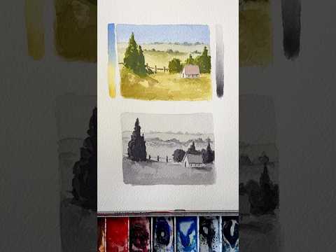 Two tips to help your landscapes look more realistic #watercolortutorial #watercolor