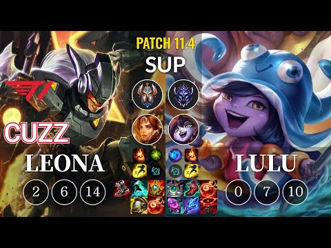 T1 Cuzz Leona vs Lulu Sup - KR Patch 11.4