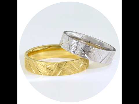 Verighete din aur Galben si Aur Alb cu model Geometric si Diamante Naturale | Geneva