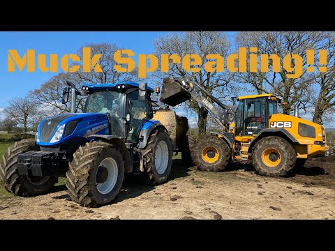 Muck Spreading with A JCB 419S, New Holland T6 And Shelbourne Power Spreader