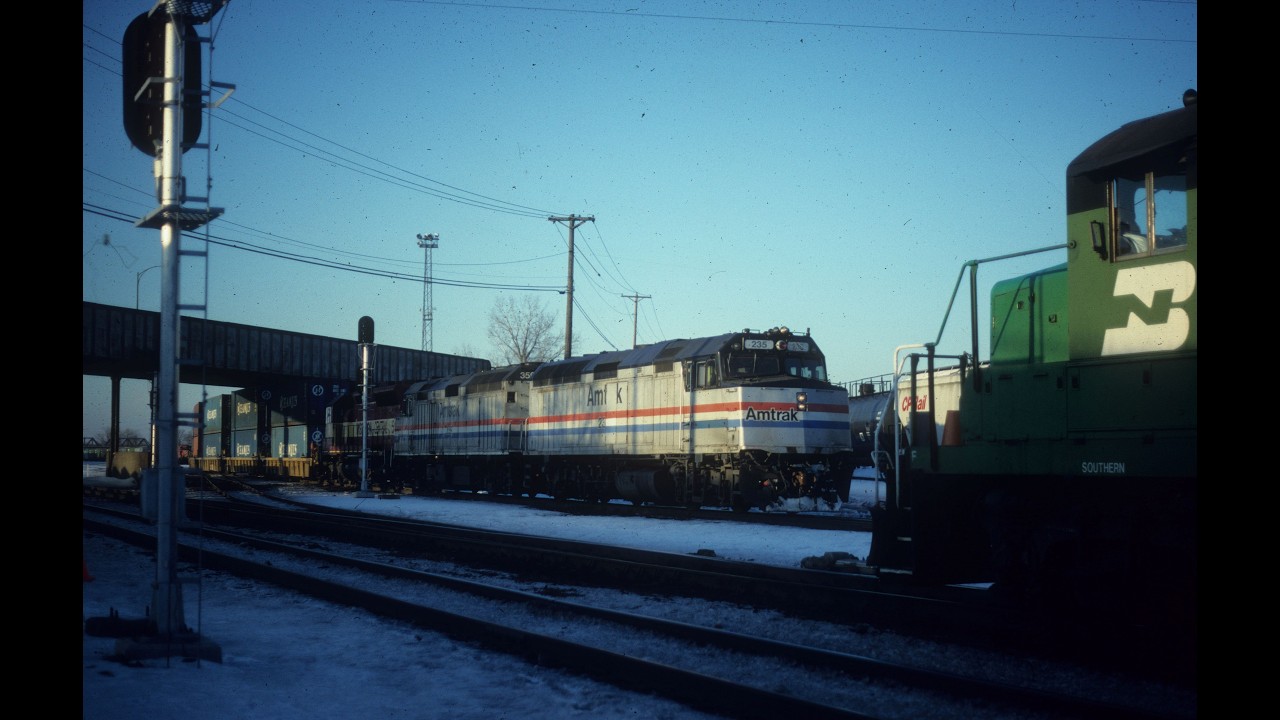 WC Amtrak F40PH Units on the Point at Johnson Street. February 1998