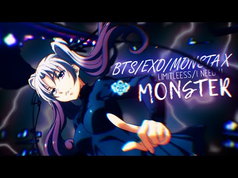 「ＡＭＶ| Аниме клип」- Limitless / Monster (BTS/EXO/MONSTA X)