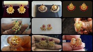 gold laxmi devi idol earrings designs with weight//gold dailywear earrings designs.