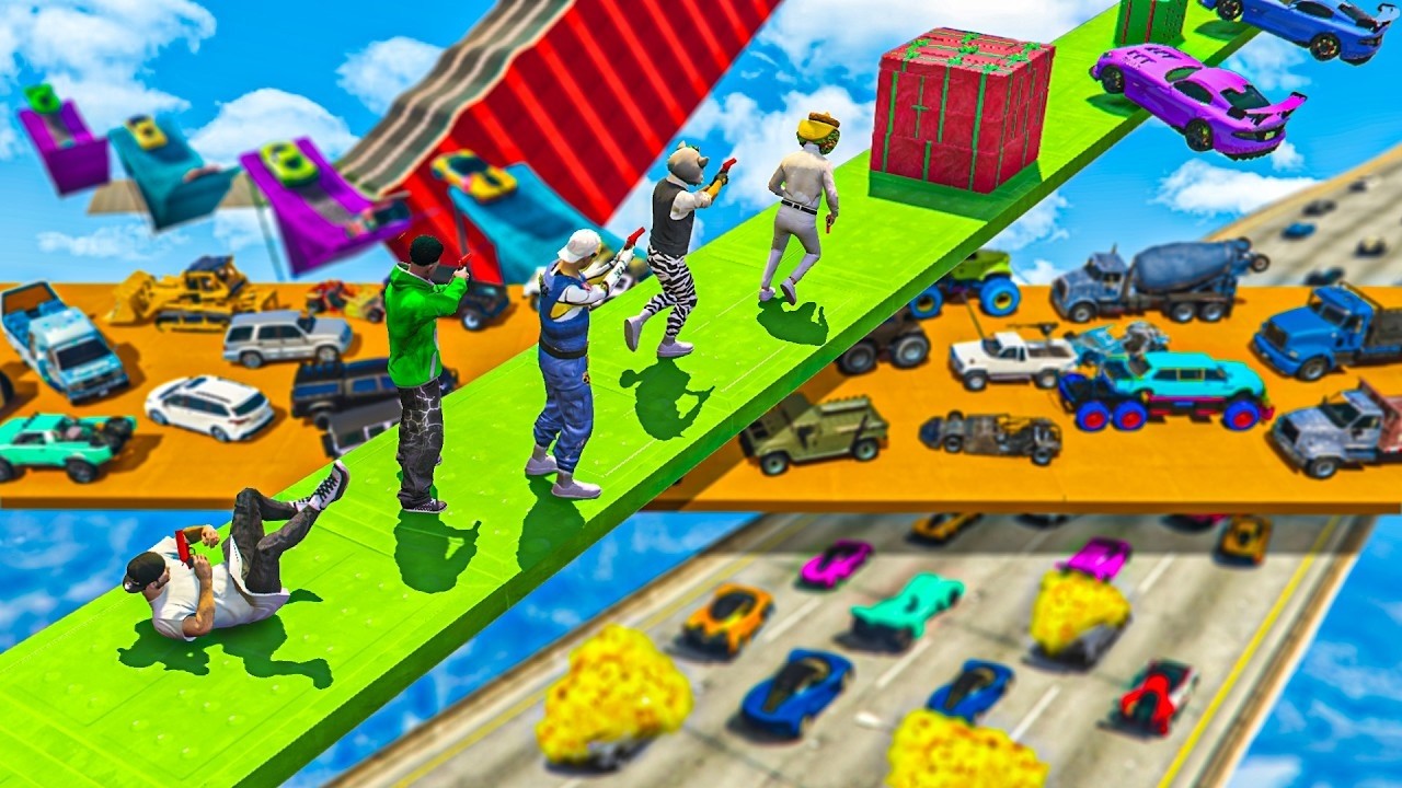 TODO EN UNO! MEGA RAMPA, CARA A CARA, CORRE O TE ATROPELLO, EL ÚLTIMO EXPLOTA Y MÁS! - GTA 5 ONLINE