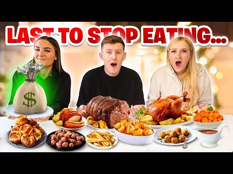 Last to STOP Eating ROAST DINNER Wins £1,000 - Challenge