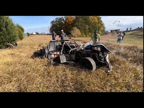 Austin Baum flips over the wall at Salem Speedway Halloween 200 2022