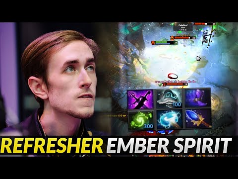 Quinn crazy Refresher Ember Spirit game with 100k damages