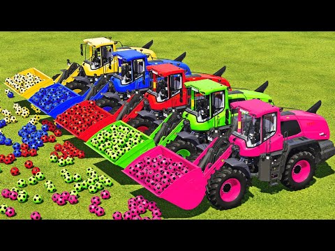 LOAD And TRANSPORT MINI SOCCER BALLS WITH JOHN DEERE And CLAAS LOADERS - Farming Simulator 2022