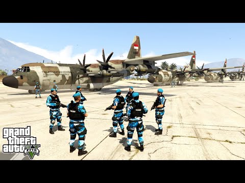 Indonesian Air Force Airplane Convoy and Parachute Jump! GTA 5 Mod Indonesia