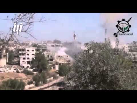 استهداف أحد مواقع النظام بمدفع جهنم في درعا المحطة في محافظة درعا