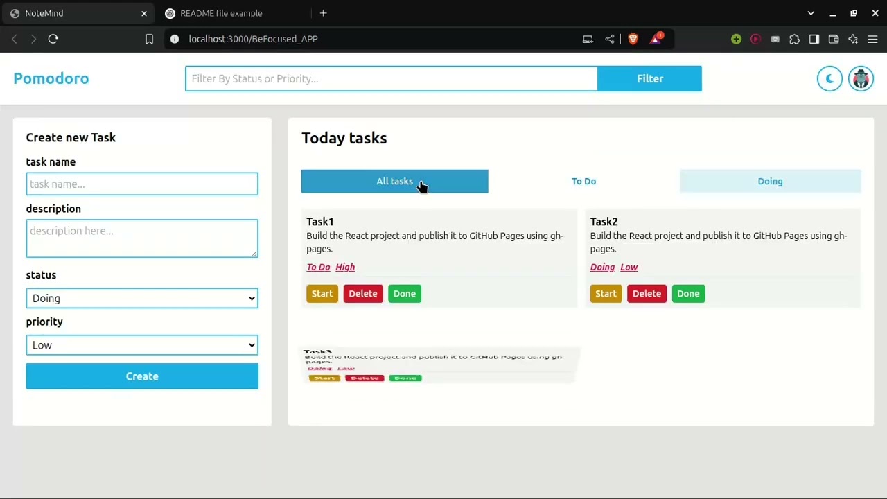 Pomodoro App with React and TailWind