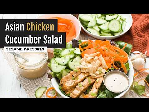 Asian Chicken Sesame Salad with Carrots and Cucumbers