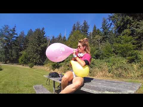 Public Balloon Inflation Blow To Pop Challenge | Inflating Balloons B2P Outside Summer Popping