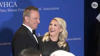 Karoline Leavitt walks 2026 White House Correspondents' Dinner red carpet with husband
