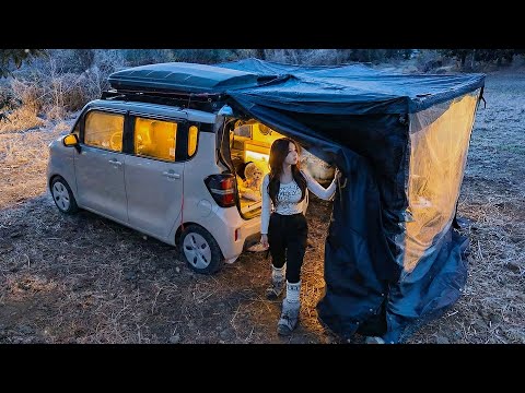 🚙 car camping inside a 270-degree rotating  tent | Camping with a dog