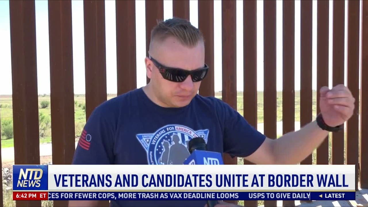 Veterans and Politicians gather together at the unfinished Border Wall
