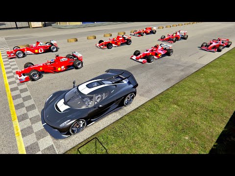 Koenigsegg Jesko with Jet Engine vs 2000s Ferrari F1 - Highlands