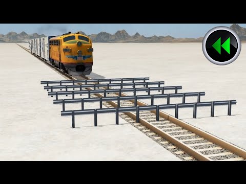 Reverse Trains vs Numerous Guardrails - BeamNG Drive