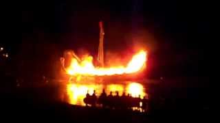 burning galley haermafren getting ready to burn vikings lerwick shetland 2o1o