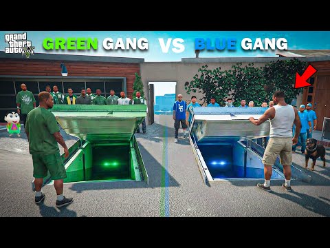 Franklin Blue Gang Vs Shinchan Green Gang Secret Base Challenge In GTA 5!