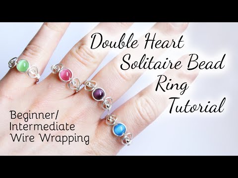 Double Heart Flanked Solitaire Bead Ring Tutorial | Beginner to Intermediate Wire Wrapping Project