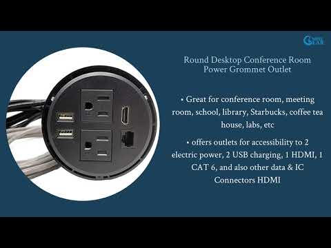 Square Desktop Grommet Office Furniture Power Outlet 2 USB Port Fits  2-2.5