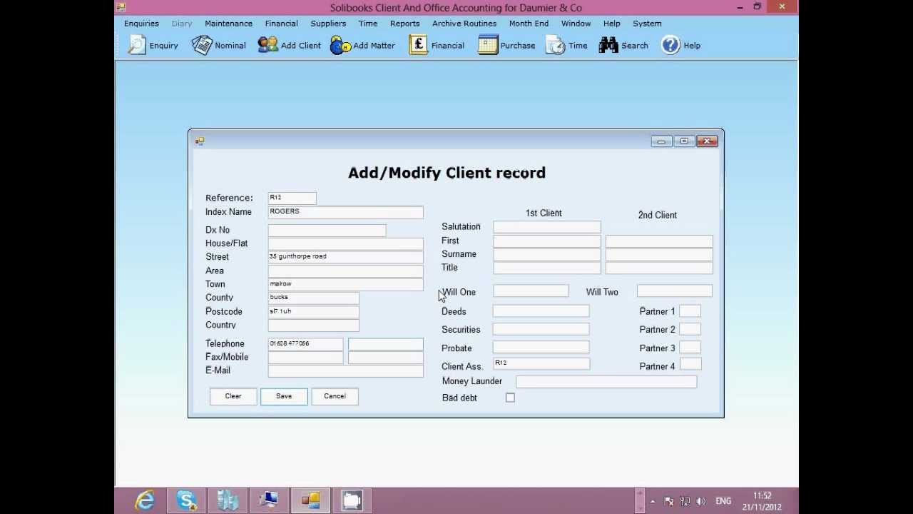 1 - Adding a new client and Matter