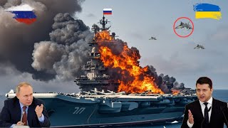 15 Minutes Ago! 15 Russian New Generation SU 57 Jets Hit by Ukrainian Missiles on Aircraft Carrier