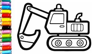 Let's Learn How to Draw, Paint Excavator | Coloring, Drawing, Painting Tips for Kids & Toddlers 