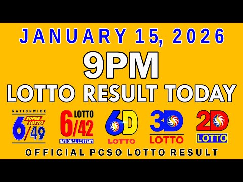 9pm Lotto Result Today PCSO January 15 2026