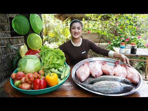Market tour and cooking | Buy fishes and Cambodia noodle for my recipe