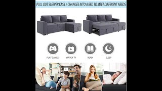 91 Reversible Pull out Sleeper Sectional Storage Sofa Bed