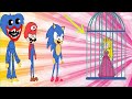 Successfully Rescued Princess Peach Sonic Mario PAcman And Huggy Wuggy Vs Bowser Jr 2 Kim100