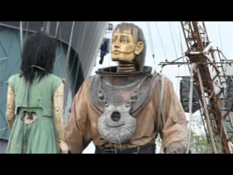 Little Girl Giant and Uncle hug and Girl dances - Titanic Story, Sea Odyssey Liverpool 2012 Day 2