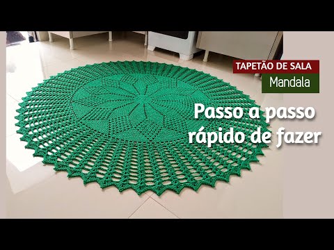 TAPETE DE CROCHÊ REDONDO MANDALA: PASSO A PASSO COMPLETO, RÁPIDO E SIMPLES DE FAZER