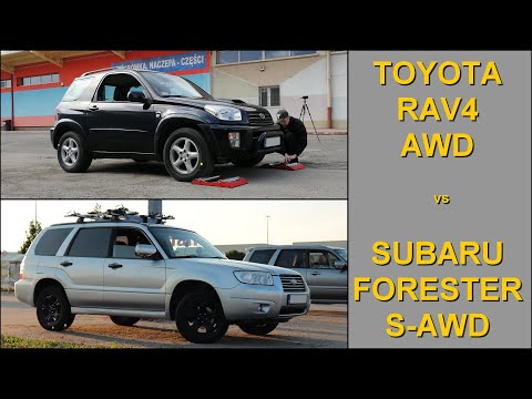 SLIP TEST - Toyota RAV4 II AWD vs Subaru Forester SG S-AWD - @4x4.tests.on.rollers