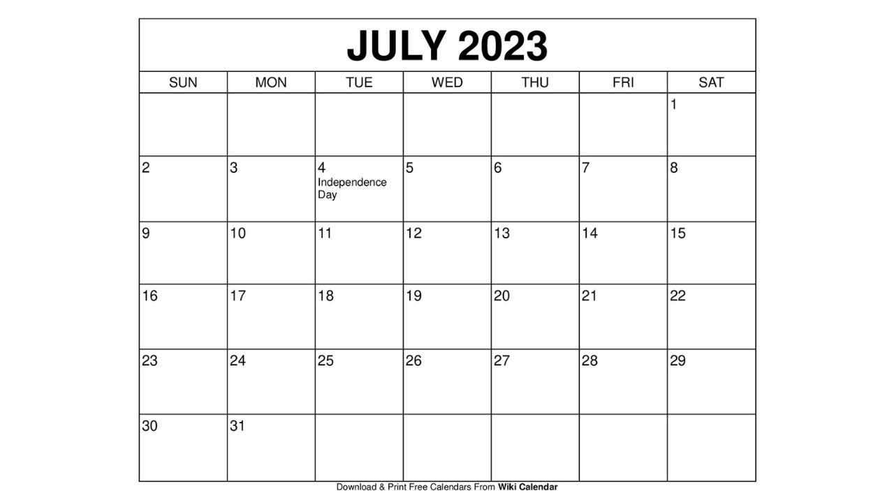 Free Printable July 2023 Calendar Templates With Holidays - Wiki Calendar