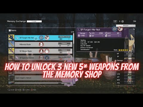 Sword Art Online Alicization Lycoris How To Unlock The 5* Weapons From The Memory Shop