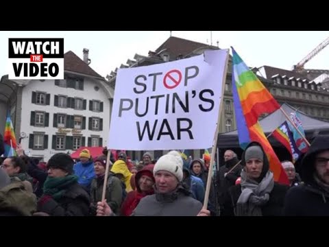 Swiss demonstrators march in support of Ukraine