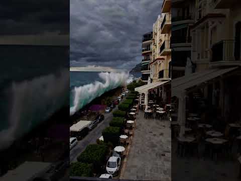 What a Tsunami Looks Like — From the Balcony #tsunami #disaster #sora  #aiart #aivideo