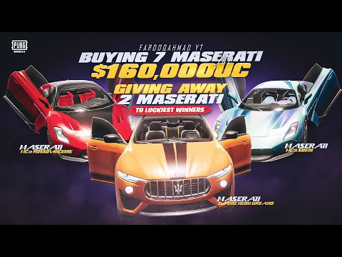 Buying 7 Maserati for $160,000 UC | 2 Maserati Giveaway | 🔥 PUBG MOBILE 🔥