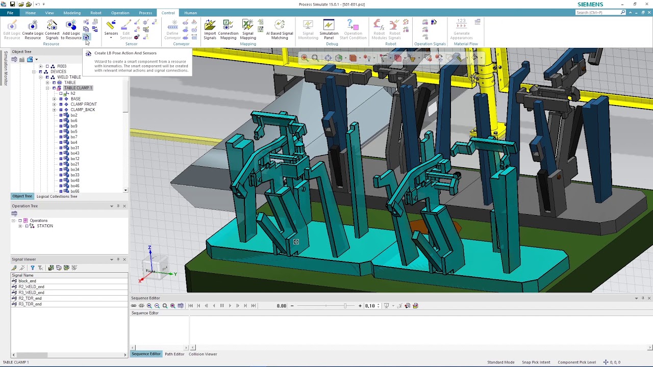 First steps simulation with Process Simulate and connection to a PLC