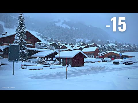 Heavy Snowfall in Switzerland 4K | Rougemont - The Most Beautiful Village in Switzerland