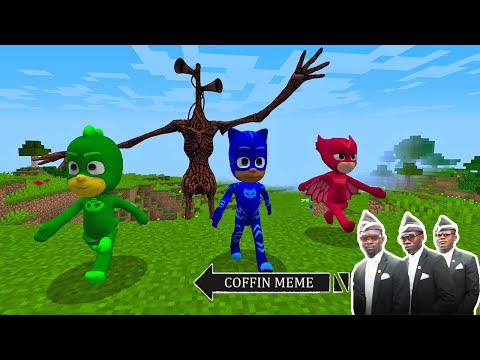 Who Will Win SirenHead or PJ MASKS in Minecraft - Coffin Meme