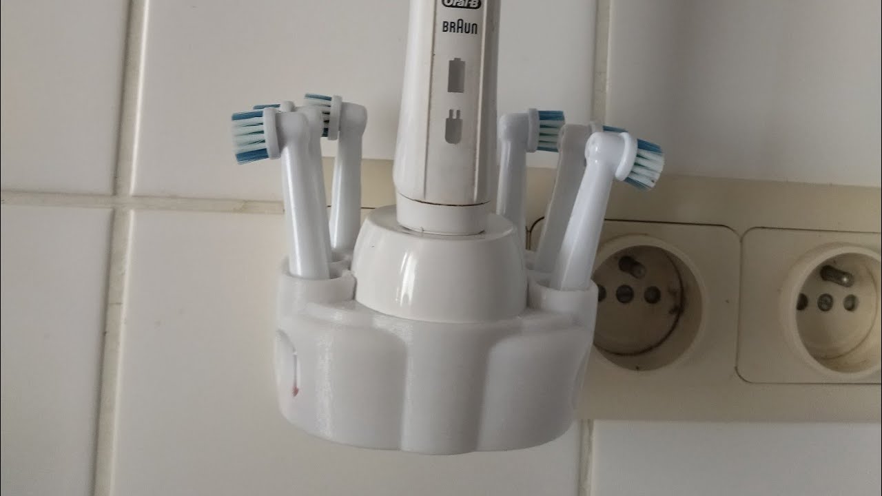 3d printed Electric toothbrush charger holder and storage for 6 brush heads