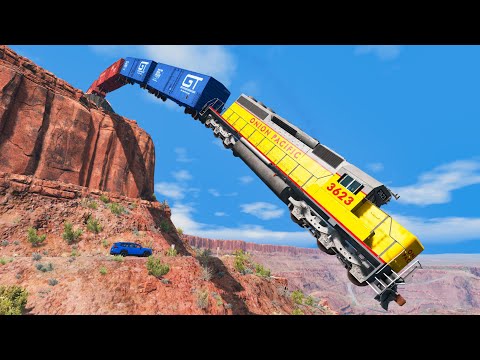 Trains vs Cliff | BeamNG.Drive