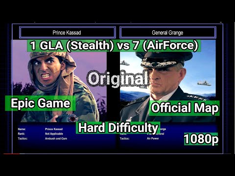 ⚔️🔥C&C: Generals Zero Hour-1 GLA (Stealth) vs 7 Hard Armies (Air Force) [1080p] - Epic Game
