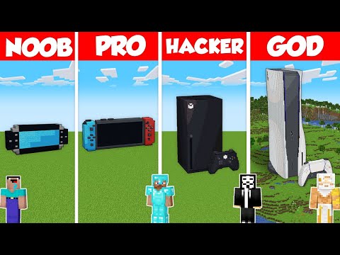 Noob Builder - Minecraft - GAME CONSOLE BASE HOUSE BUILD CHALLENGE - Minecraft Battle: NOOB vs PRO vs HACKER vs GOD / Animation