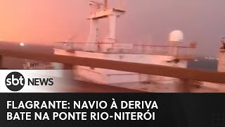 Navio à deriva bate na ponte Rio-Niterói e trânsito é bloqueado
